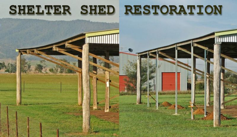 Before and after shots  of the shelter shed roof line